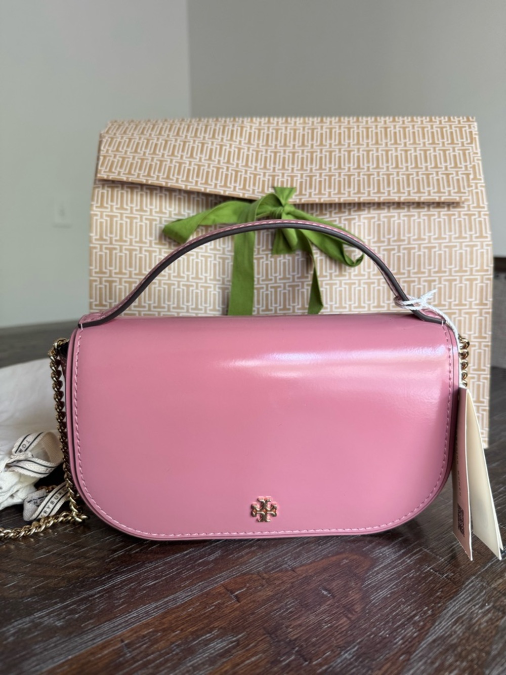 Tory Burch Emerson patent top handle Pink Leather Top-Handle Crossbody Bag